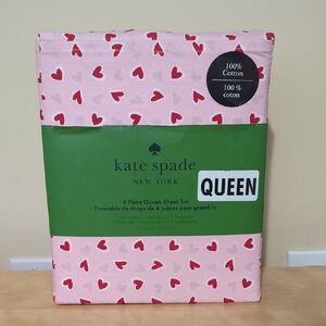 Kate Spade 4 Piece Heart Queen Sheet Set brand new 100% Cotton